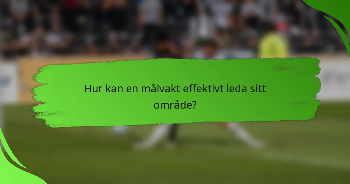 Hur kan en målvakt effektivt leda sitt område?